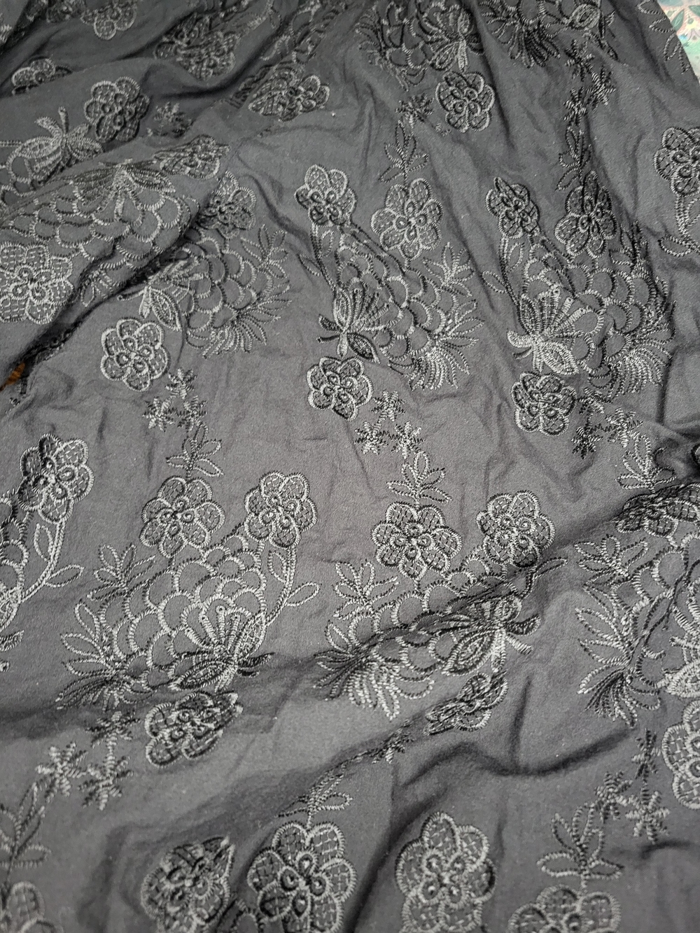 Black Embroidered Maxi Pants Smocked Waist - Picture 7 of 8